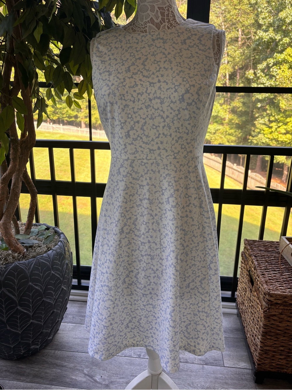 Sleeveless Blue Floral A-Line Dress by Lauren Ralph Lauren